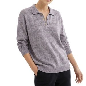 G.L. Shelby Light Brown & Cream Collared Polo Sweater Size L